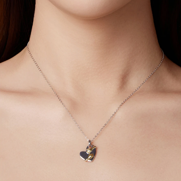 Two-Tone Hug Heart Necklace