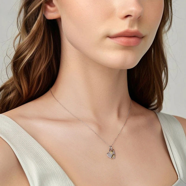 Two-Tone Hug Heart Necklace