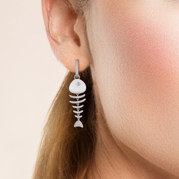 Fish Bone Sparkling Earrings