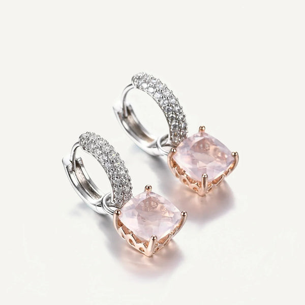 Elegant Rose Quartz Drop Earrings