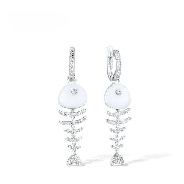 Fish Bone Sparkling Earrings