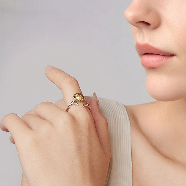 Gold Sunflower Open Ring
