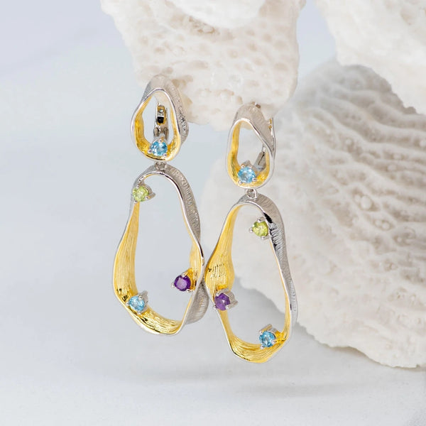 925 Silver Swirl Gemstone Earrings