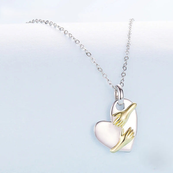 Two-Tone Hug Heart Necklace