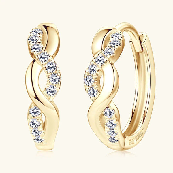Dazzling Real Gold Moissanite Hoop Earrings