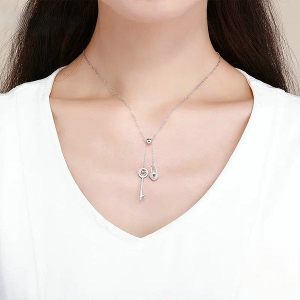 Key of Heart Silver Necklace