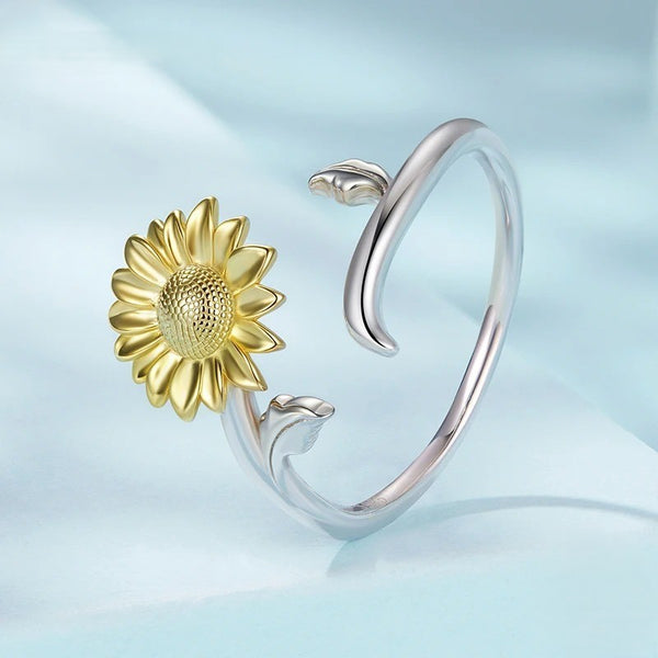 Gold Sunflower Open Ring