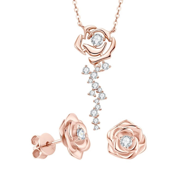 Elegant Moissanite Flower Jewelry Set