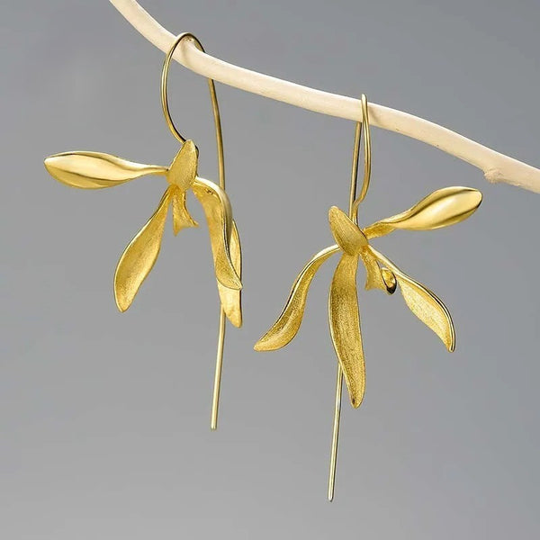 Elegant Orchid Dangle Earrings
