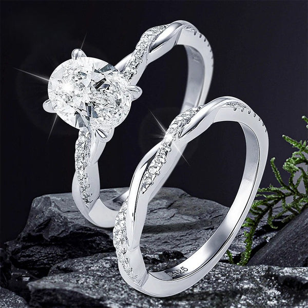 Sparkling Moissanite Ring Set