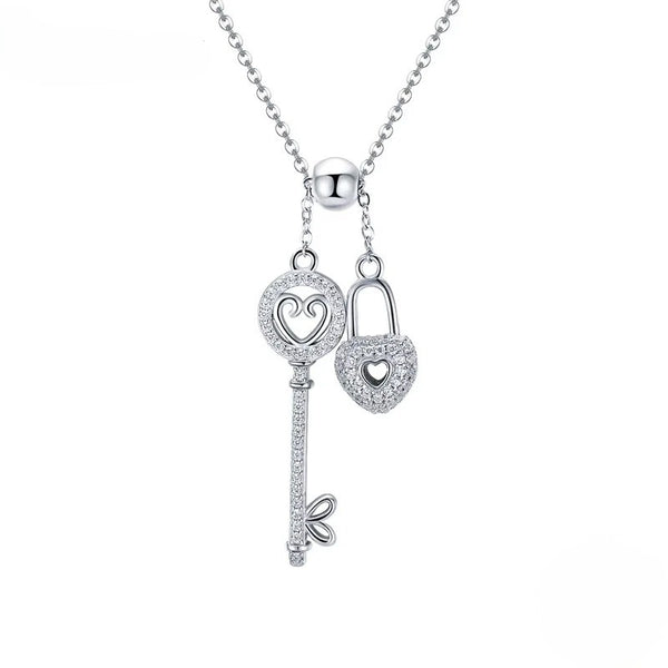 Key of Heart Silver Necklace