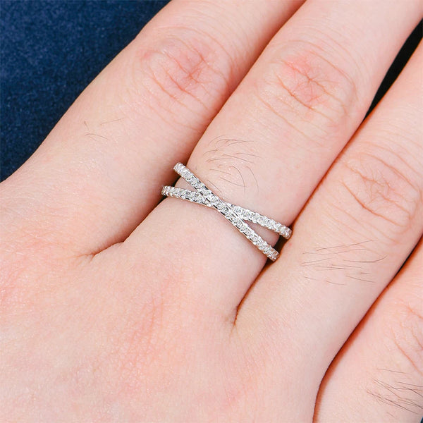 Elegant X Cross Moissanite Ring