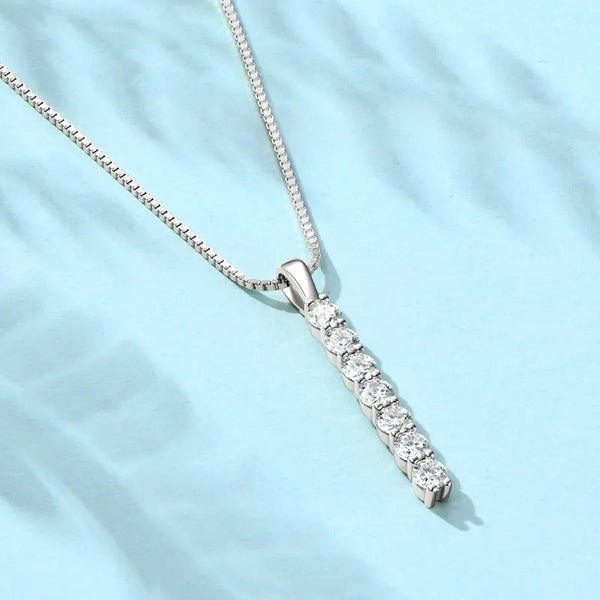 Sparkling Moissanite Bar Necklace