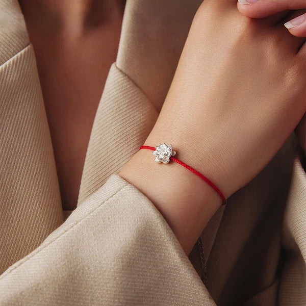 Lucky Lotus Red Cord Bracelet