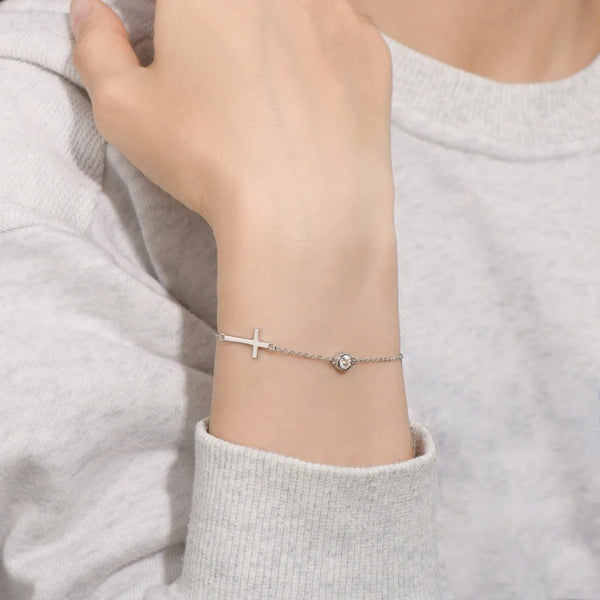 Sparkling Cross Charm Bracelet