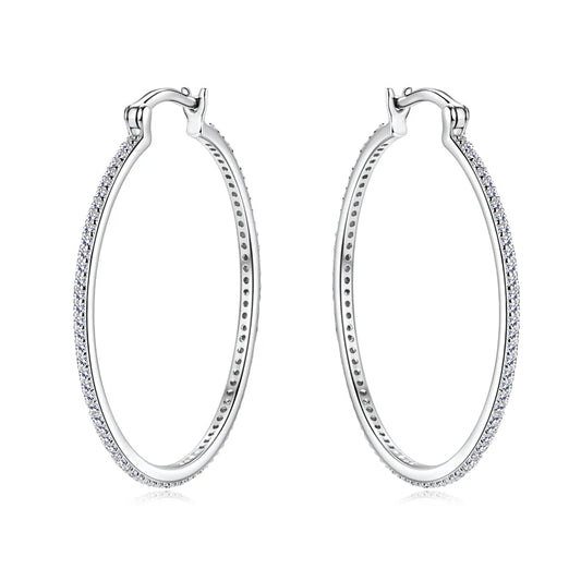 Sparkling Moissanite Full-Circle Hoop Earrings