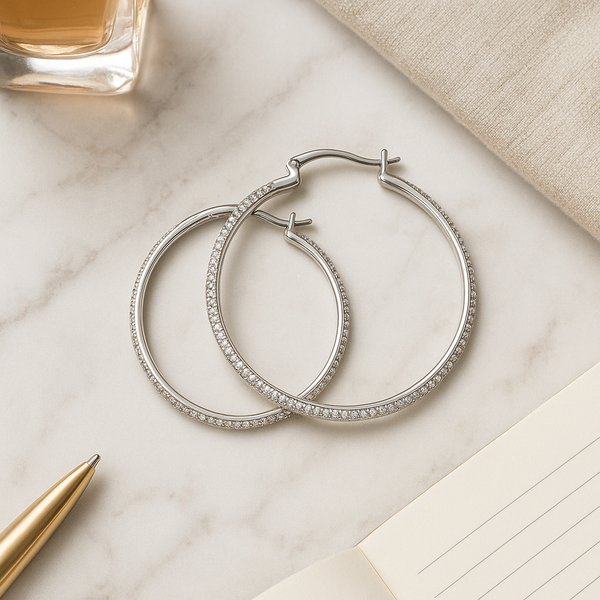 Sparkling Moissanite Full-Circle Hoop Earrings