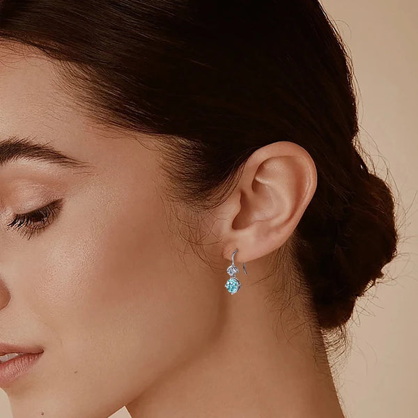 Blue & White Sparkle Drop Earrings - CoFuze™