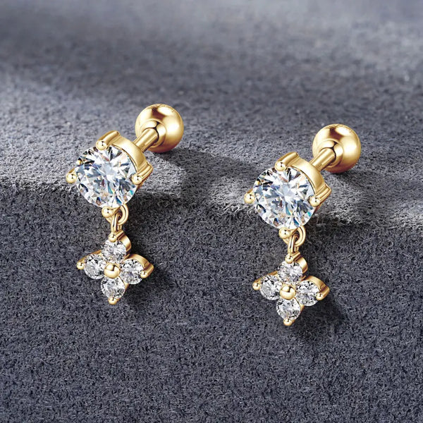 Golden Clover Drop Earrings