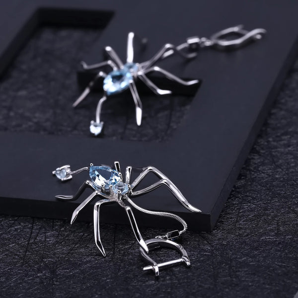 Sky Blue Topaz Spider Earrings
