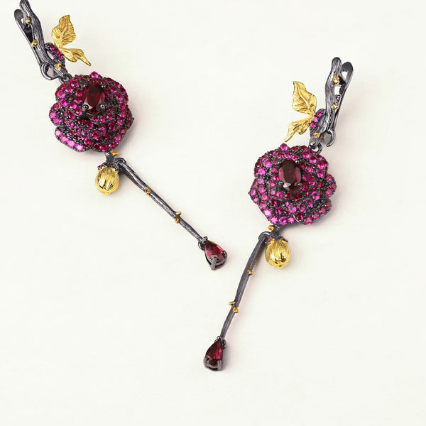 Elegant Rose Silver Earrings