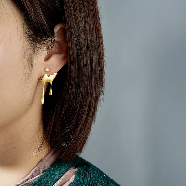 Golden Bee Asymmetric Earrings