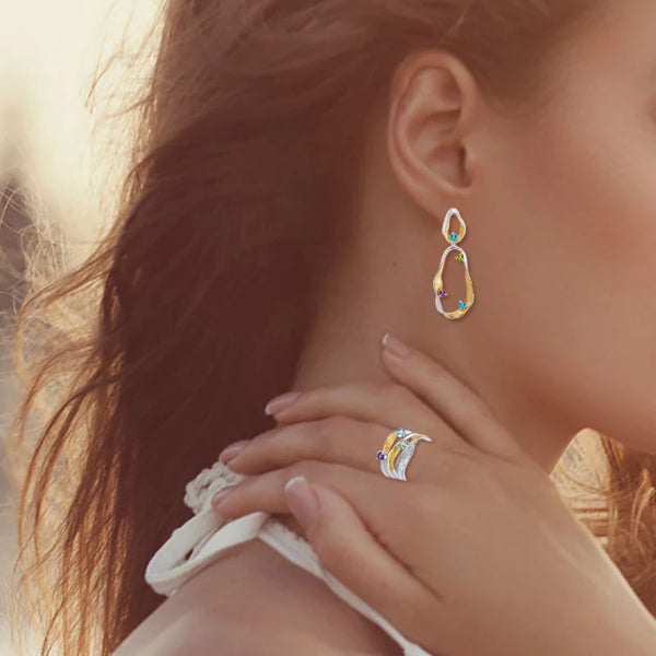 925 Silver Swirl Gemstone Earrings