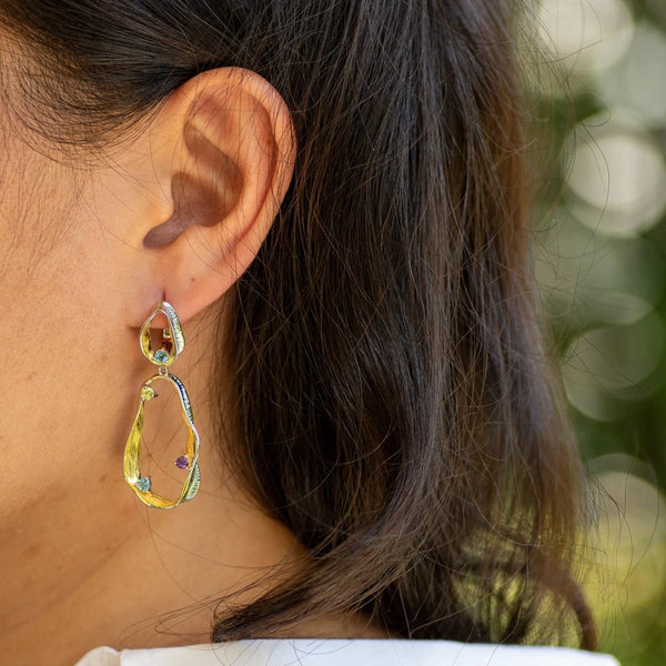 925 Silver Swirl Gemstone Earrings - CoFuze™