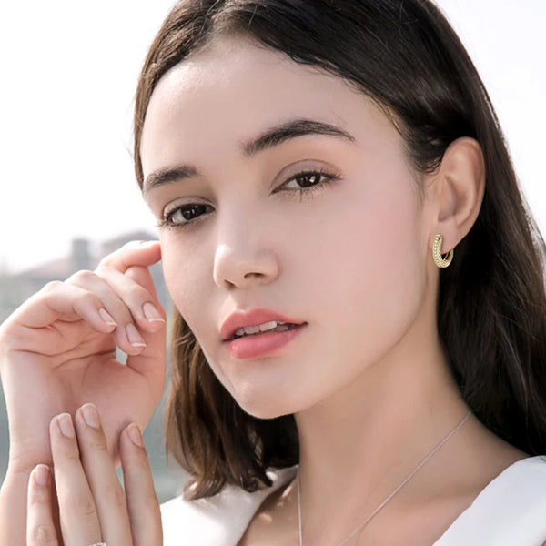 Dazzling Paved Huggie Hoops