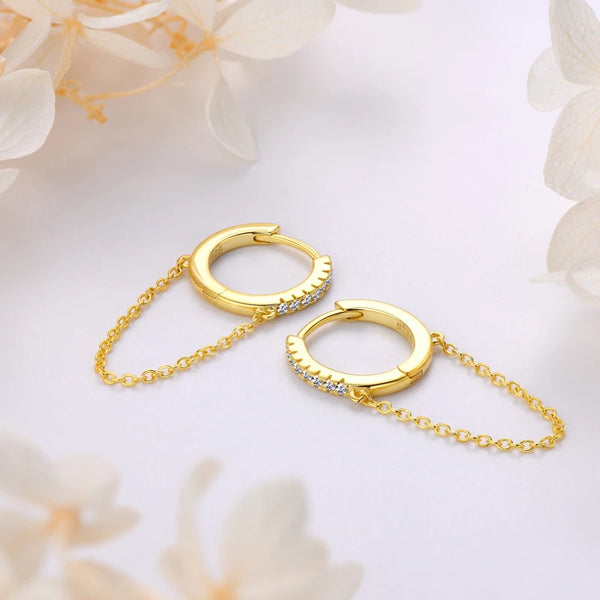 Lustrous Moissanite Chain-Link Hoop Earrings - CoFuze™