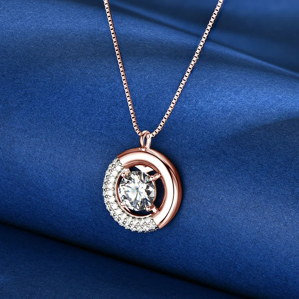 Luna Double Embrace Rose Gold Moissanite Pendant