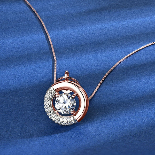 Luna Double Embrace Rose Gold Moissanite Pendant