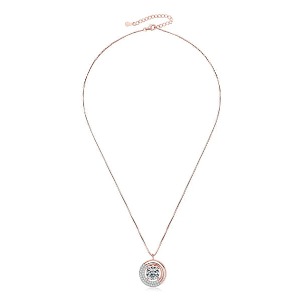 Luna Double Embrace Rose Gold Moissanite Pendant - CoFuze™