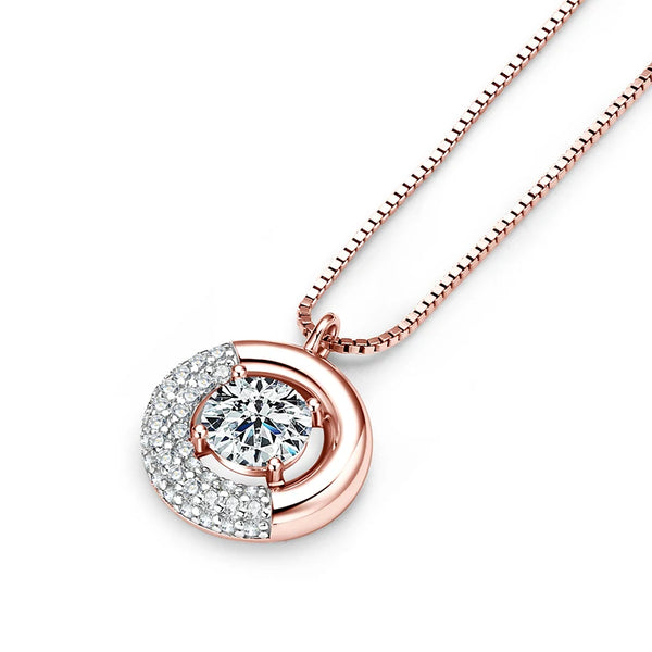 Luna Double Embrace Rose Gold Moissanite Pendant - CoFuze™