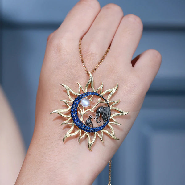Sun Moon Elephant Pendant