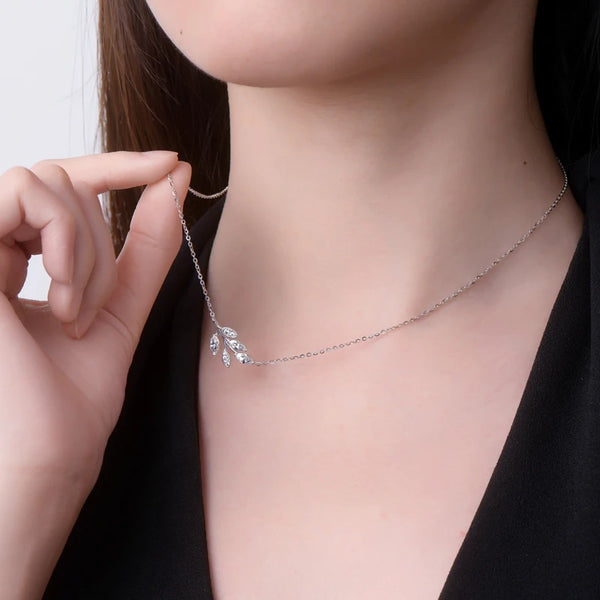 Elegant Moissanite Leaf Necklace