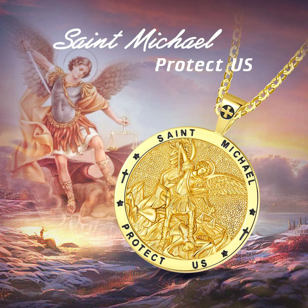 St. Michael Gold Pendant Necklace