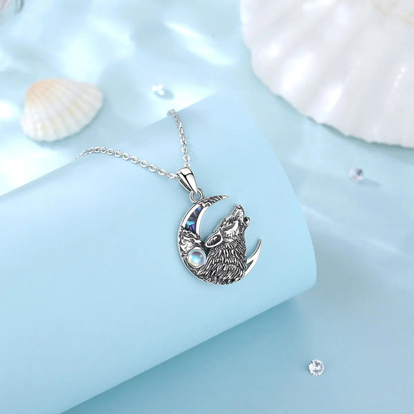 Moonlit Wolf Silver Necklace - CoFuze™