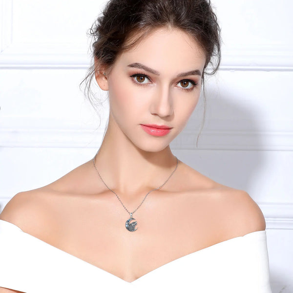 Moonlit Wolf Silver Necklace