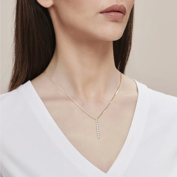 Sparkling Moissanite Bar Necklace