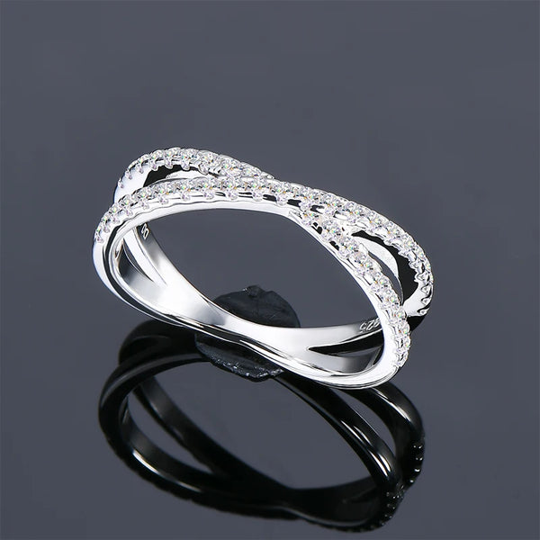 Elegant X Cross Moissanite Ring