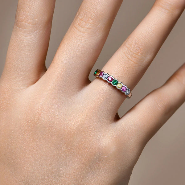Sparkling Corundum Silver Ring