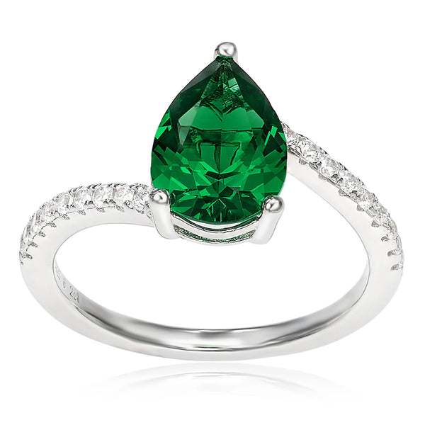 Elegant Pear-shaped Emerald Promise Ring - CoFuze™