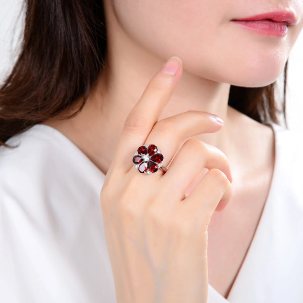 Garnet Bloom Ring