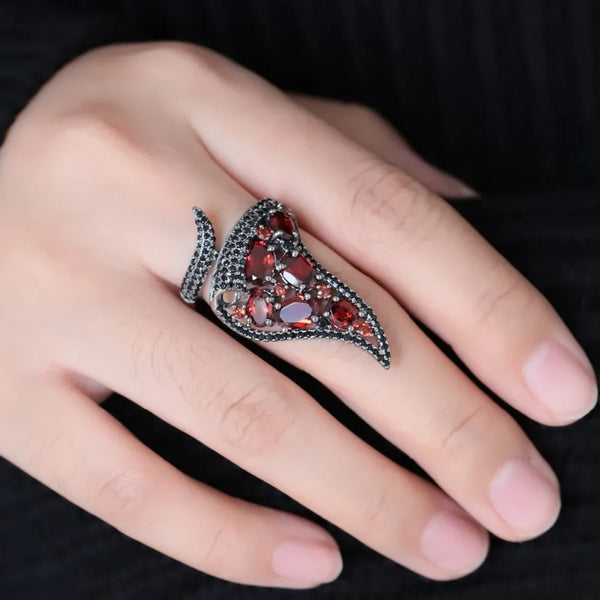 Garnet Gemstone Gothic Ring