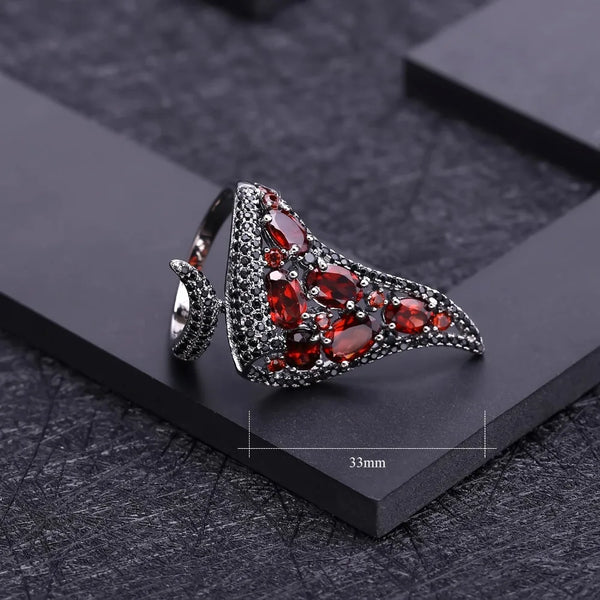 Garnet Gemstone Gothic Ring