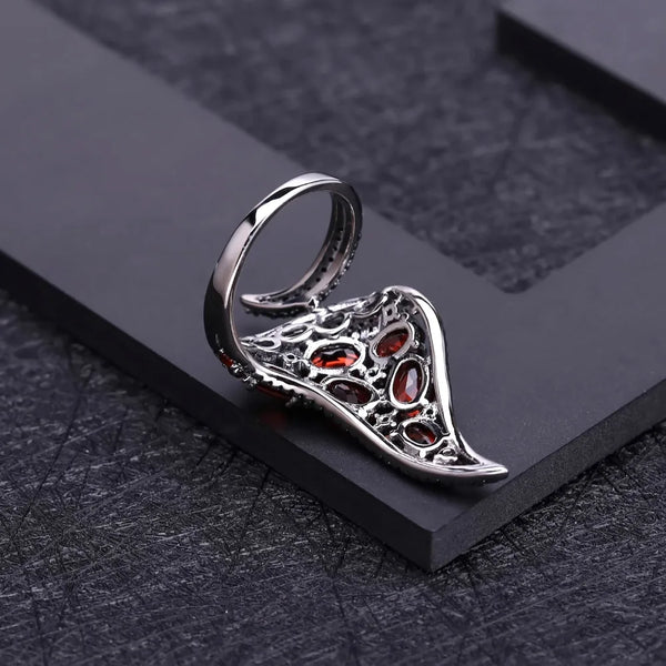Garnet Gemstone Gothic Ring