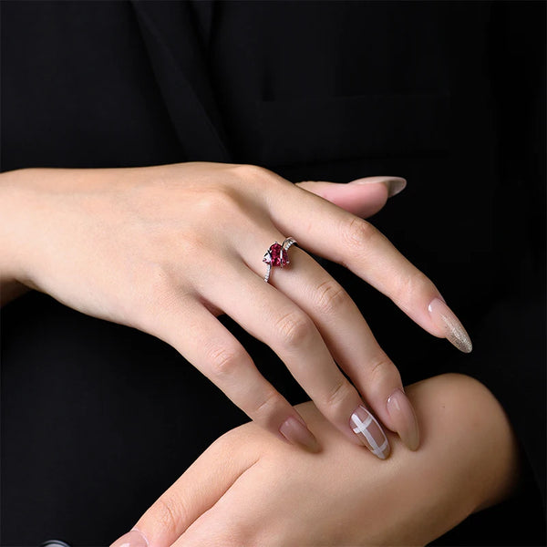 Sterling Heart Ruby Ring