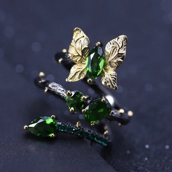 Butterfly Branch Silver Ring