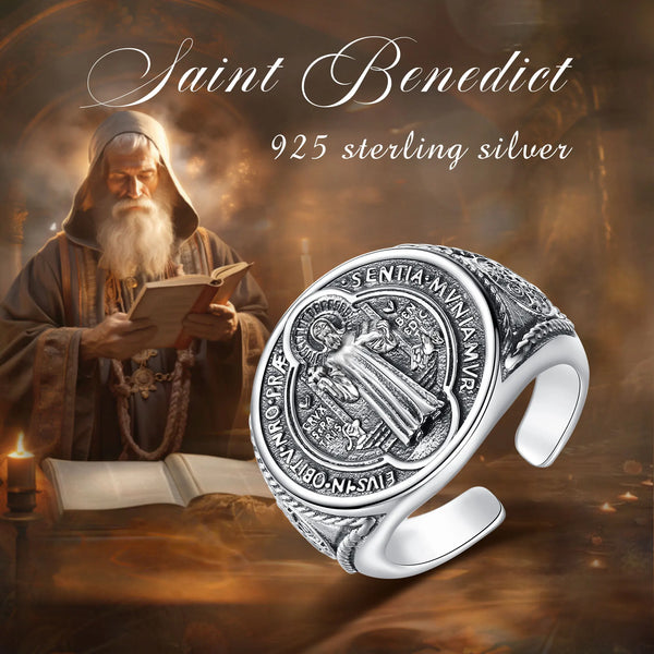 Sterling Silver Saint Benedict Ring